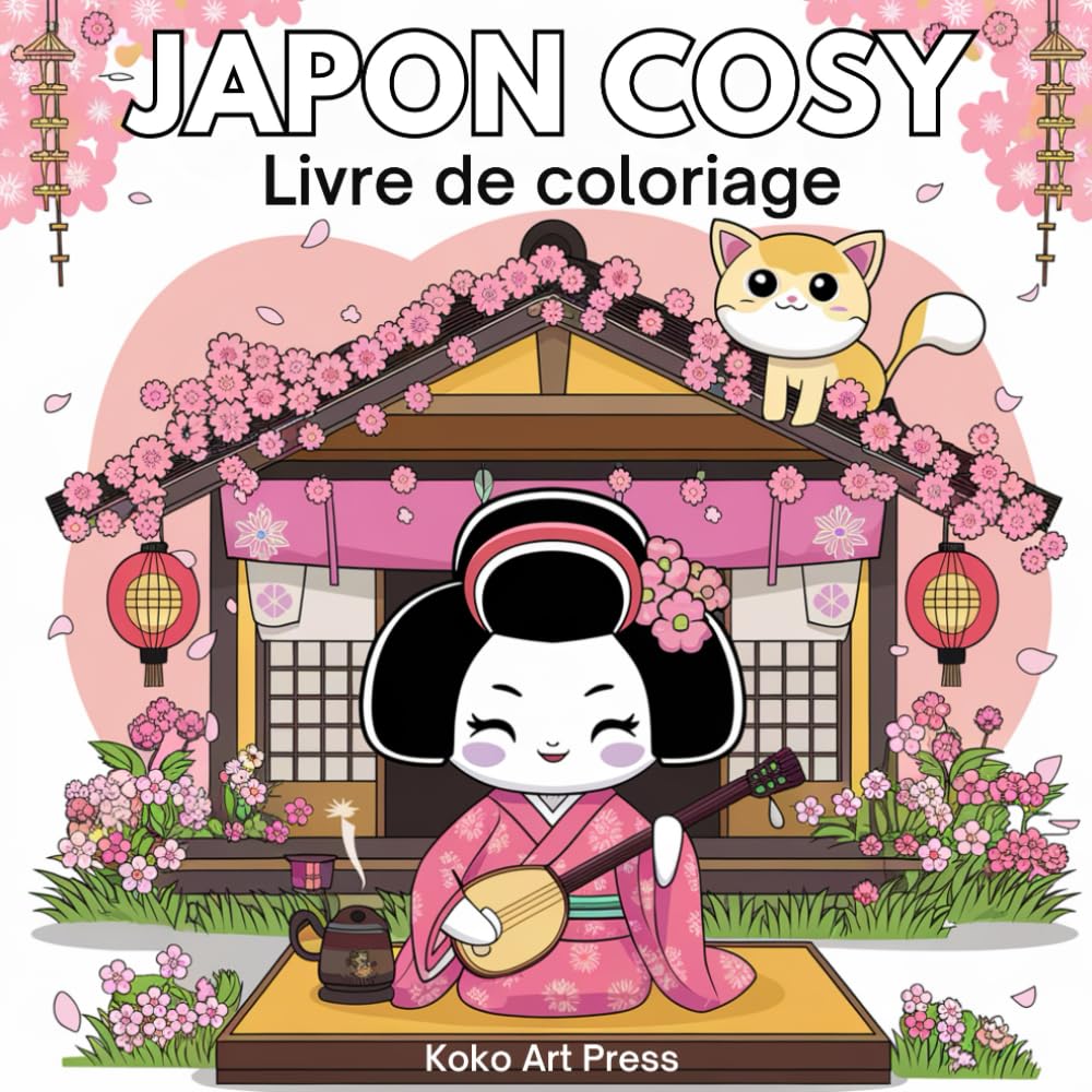 Japon Cosy: Livre de Coloriage Facile de Scène de Japon avec Gros contours pour Adultes et Enfants, Dessins Anti Stress et Relaxant book