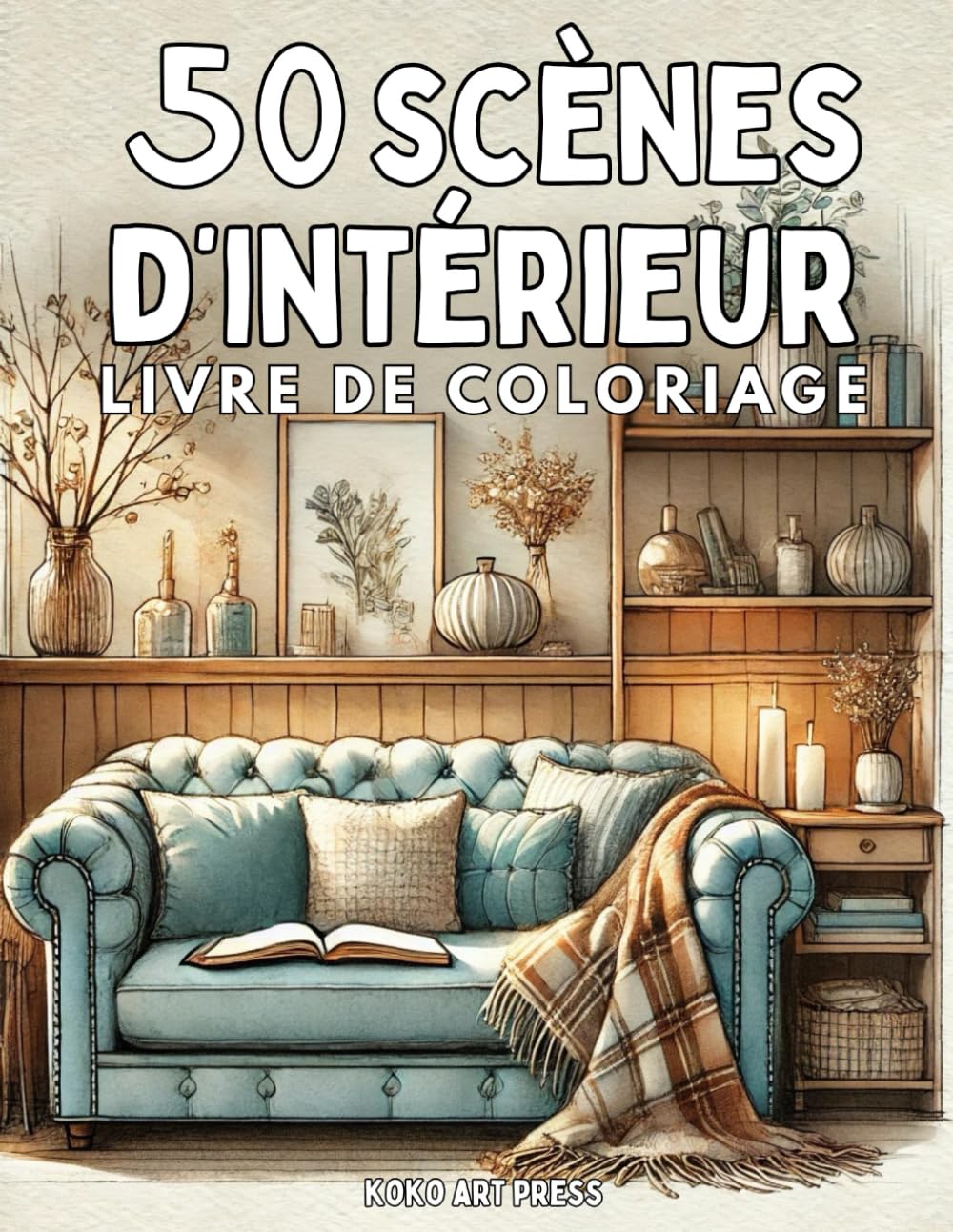50 Scénes d'Intérieur: Livre de Coloriage de Scènes de Maison, Pour Adultes et Adolescents, Dessins Anti Stress et Relaxant book