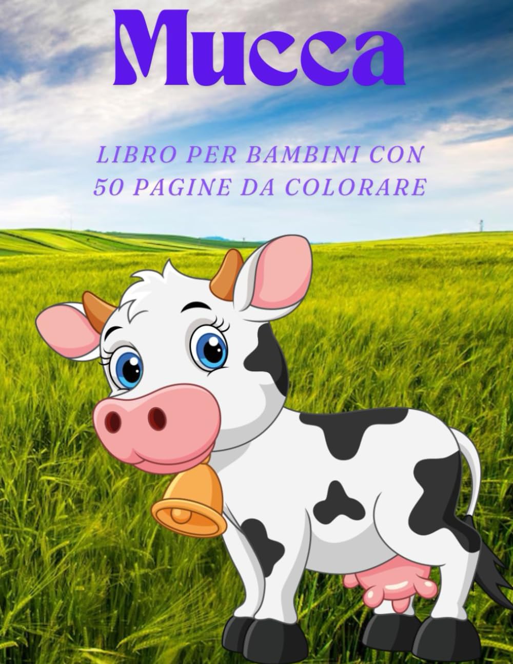 Mucca libro per bambini con 50 pagine da colorare book