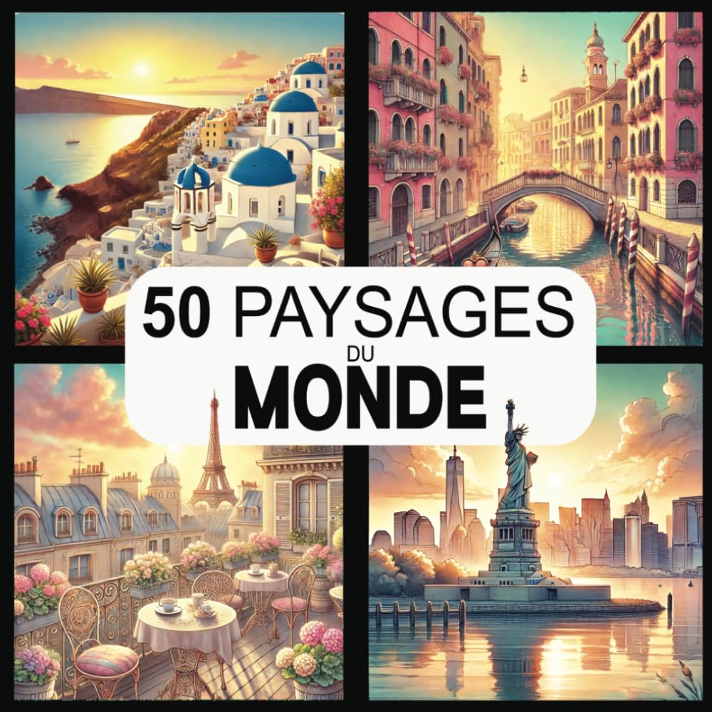 50 paysages du monde: Un livre de coloriage adulte inspirant pour voyager autour de la planète et se détendre en coloriant. Architecture