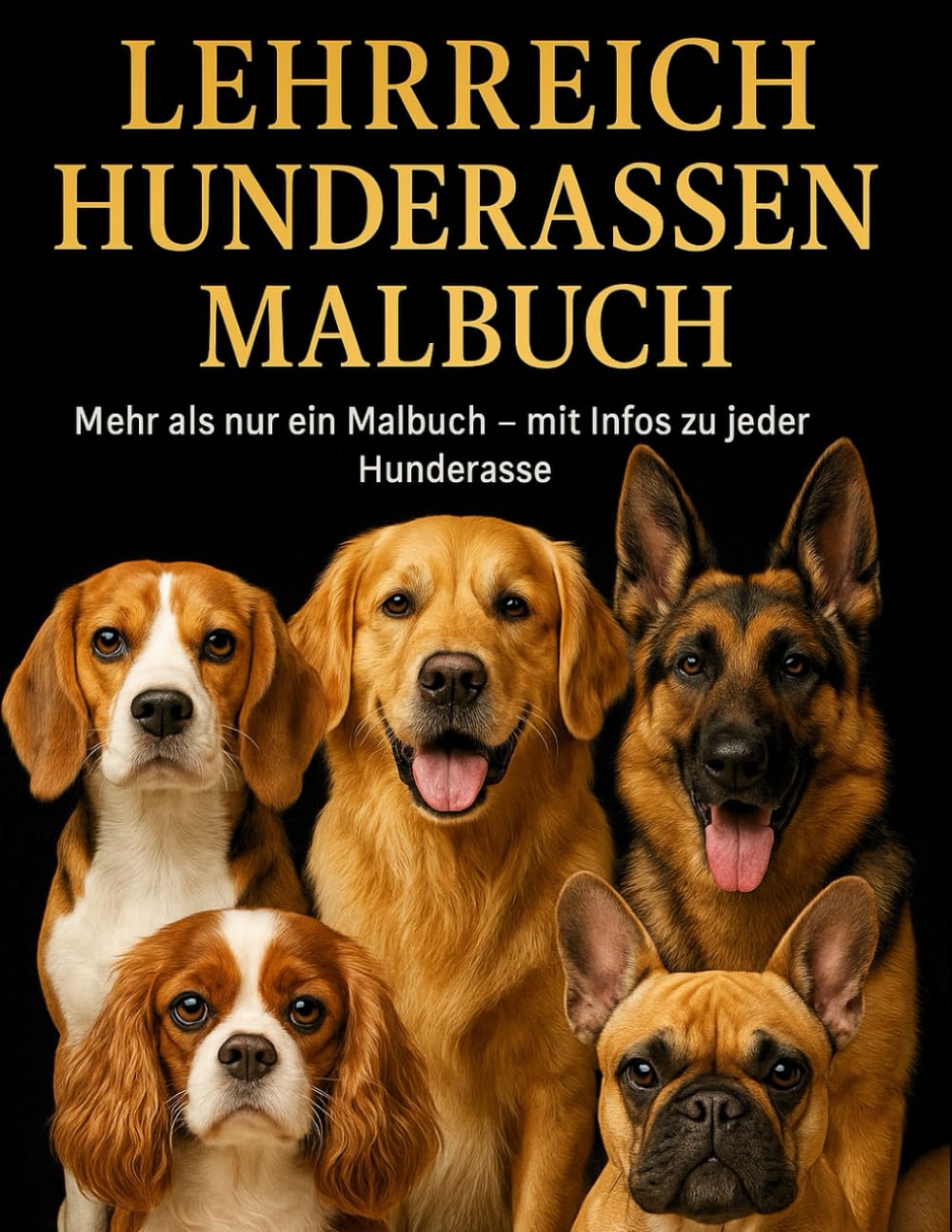 Lehrreiches Hunderassen Malbuch für Erwachsene: Hunderassen entdecken – Ausmalen & Wissenswertes vereint in einem einzigartigen Malbuch für Erwachsene; Hunde Malbuch; Dog Coloring Book Pets