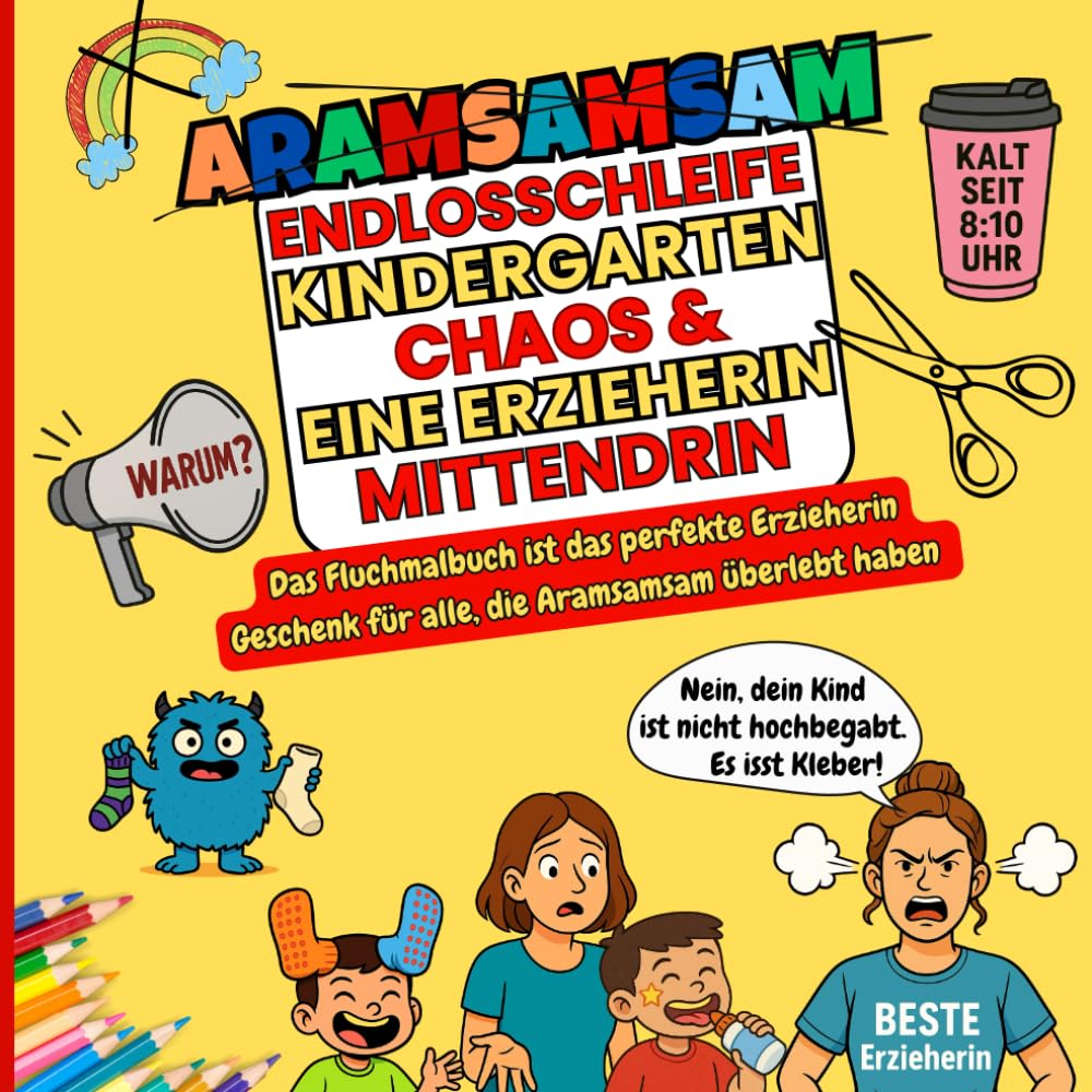 Aramsamsam Endlosschleife, Kindergarten-Chaos & eine Erzieherin mittendrin: Das Fluchmalbuch ist das perfekte Erzieherin Geschenk für alle, die ... | 5 Kreuzworträtsel | 5 Wortsuchspiele Partnership & Love