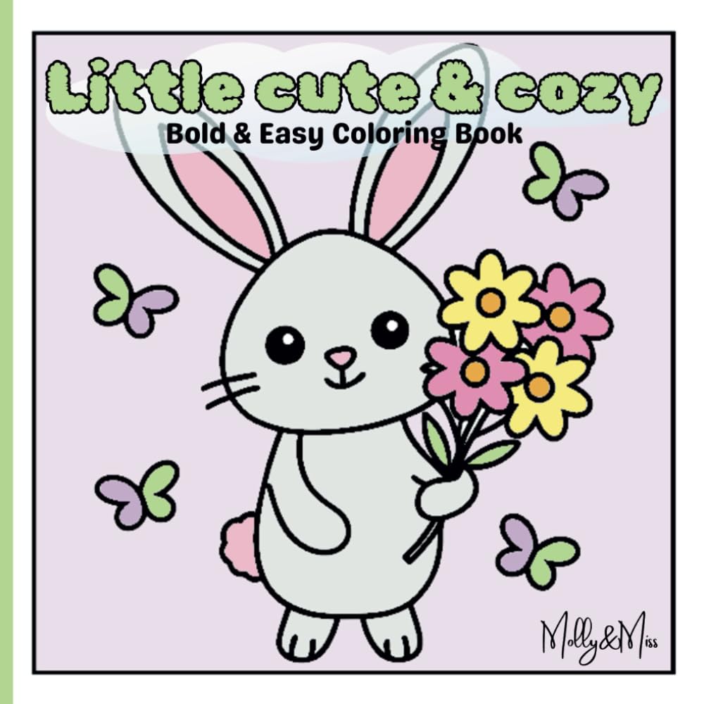 Little cute & cozy: Bold & easy coloring book book