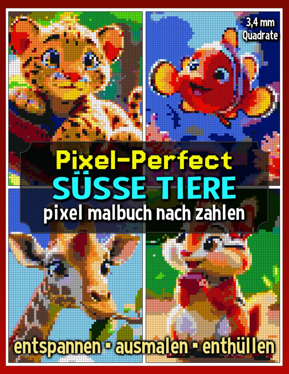 Pixel-Perfect Süße Tiere Pixel Malbuch nach Zahlen: Malbuch für Erwachsene – Pixel für Pixel entspannen (Pixel Art Malbücher) Hobbies & Crafts