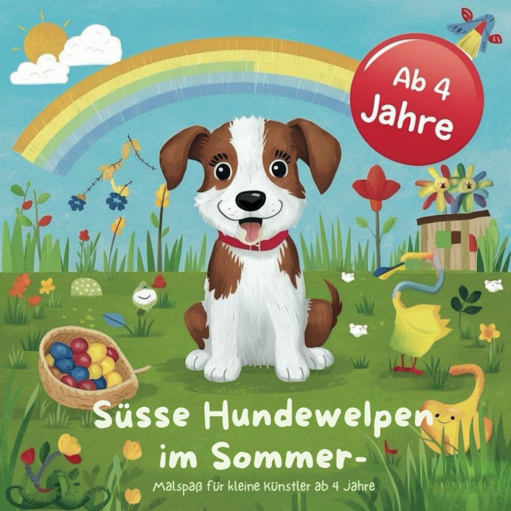 Süße Hundewelpen im Sommer – Malspaß für kleine Künstler ab 4 (Welpenmalbücher) Parents & Children