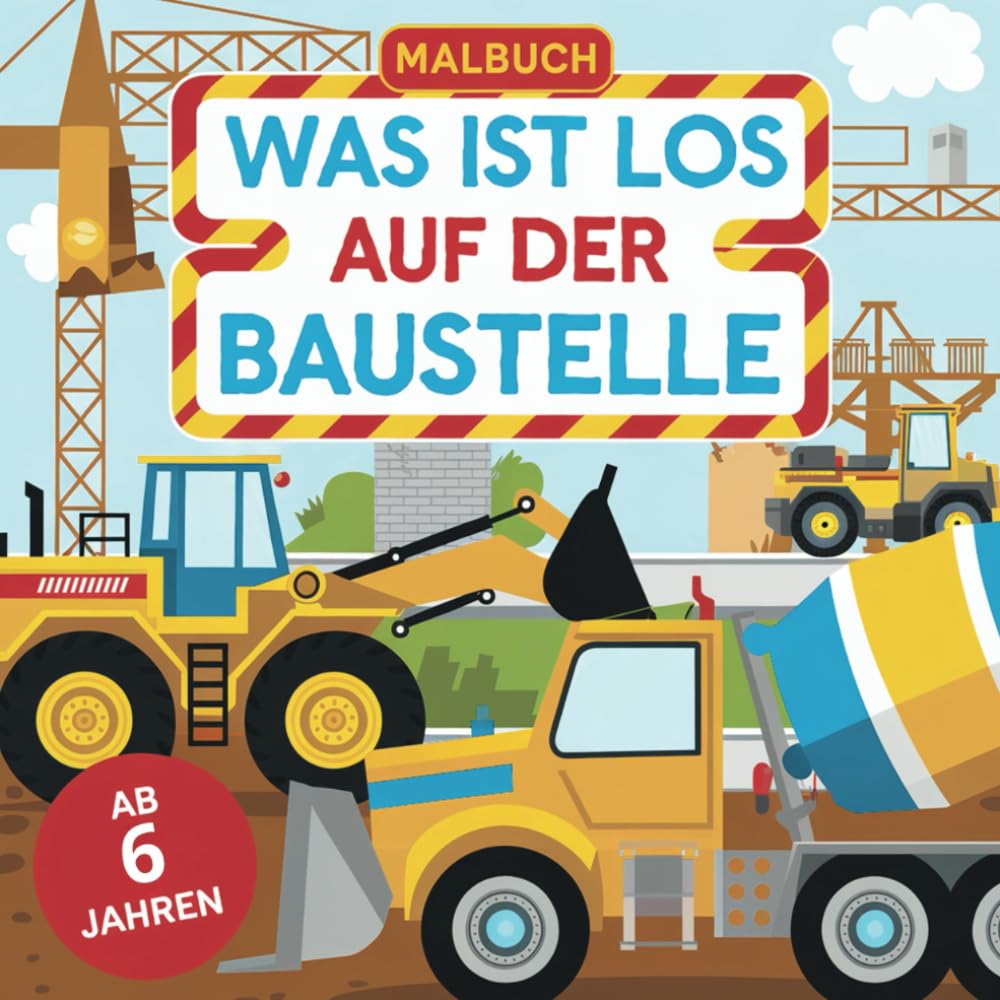 "Was ist los auf der Baustelle", Ausmalbuch für kleine Handwerker ab 6 Jahren, mit 50 lustigen Ausmalbildern rund um die Baustelle Non-fiction