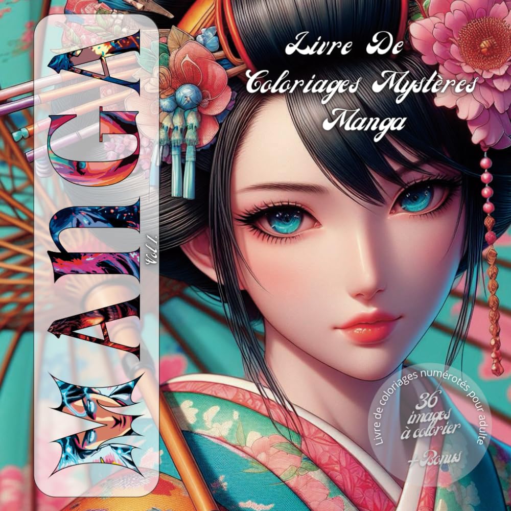 Coloriage mystere manga pour adulte: coloriage magique numéroté dans le style manga/japonais - Trompe l'oeil - Art thérapie - Anti-Stress - Idée cadeau - BONUS (Manga mystère) Manga