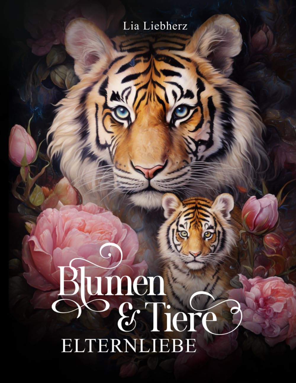 Blumen & Tiere – Elternliebe – Malbuch für Erwachsene: 50 detailreiche Tiere mit Jungtieren im Blumenparadies zur Entspannung Mathematics