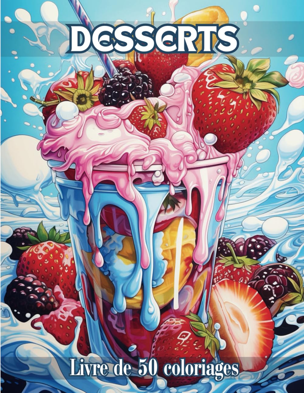 Desserts: Livre de 50 Coloriages De Desserts et Boissons Gourmandes, Gâteaux, Cupcake, Chocolat, Glace, Sucrerie | 102 Pages | Grand Format book