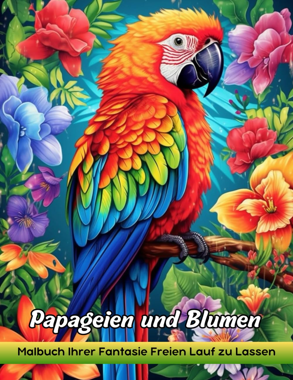 Papageien und Blumen: Malbuch Für Erwachsene Mit Papageien Und Blumen Zum Stressabbau Und Zur Entspannung Contemporary literature Books