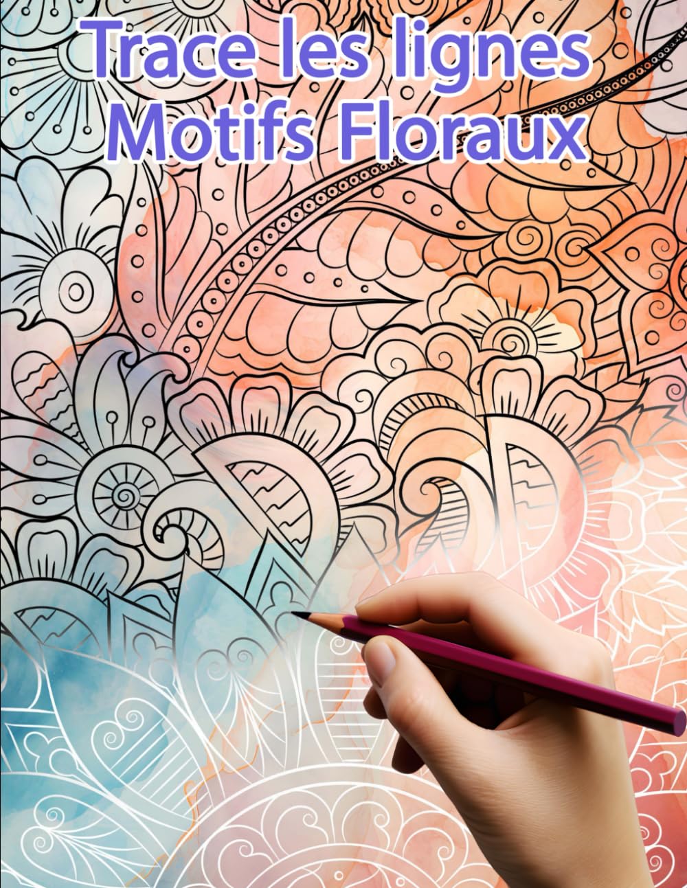 Trace les lignes : Motifs Floraux: Coloriage inversé pour révéler les images book