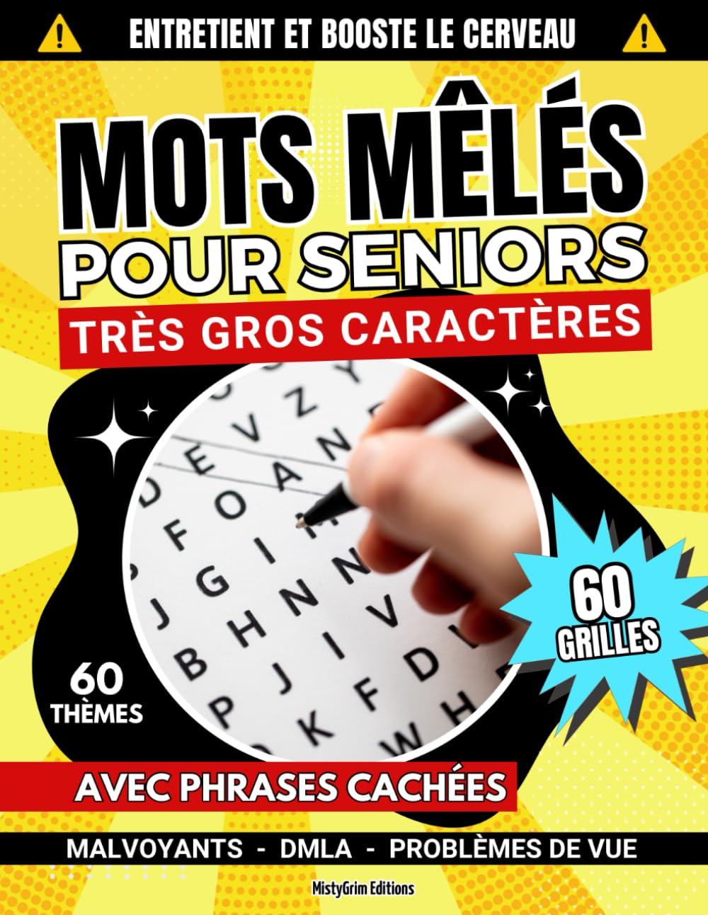 Mots Mêlés Pour Seniors En Très Gros Caractères: Grilles à thèmes avec phrases cachées à retrouver - Avec Solutions - Pour Malvoyants - DMLA - Problèmes de vue book