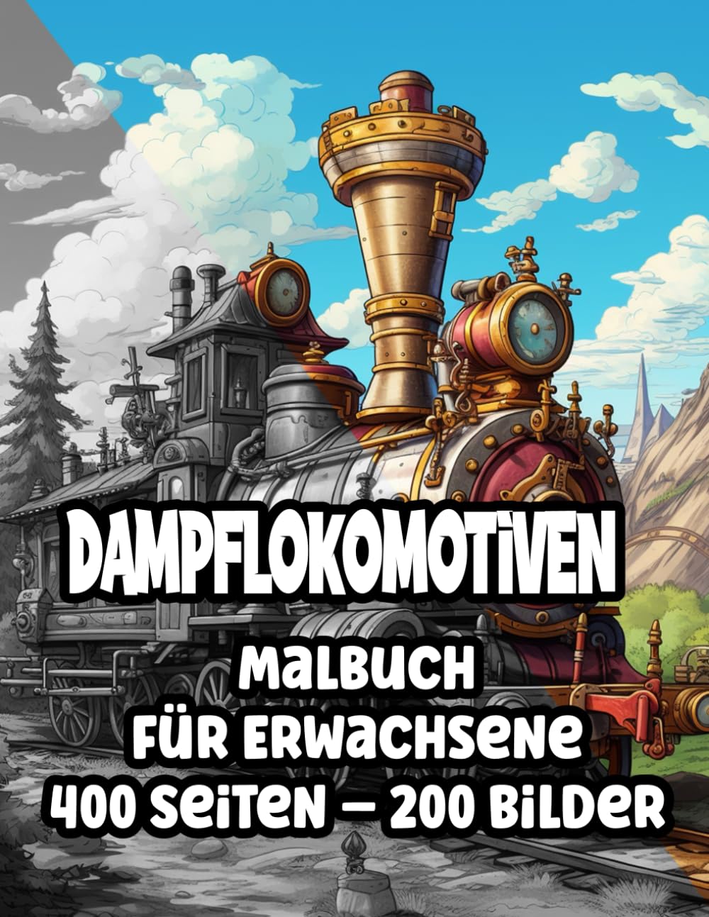 Dampflokomotiven-Malbuch 1:: 200 immagini – 400 Seiten für Erwachsene Lifestyle
