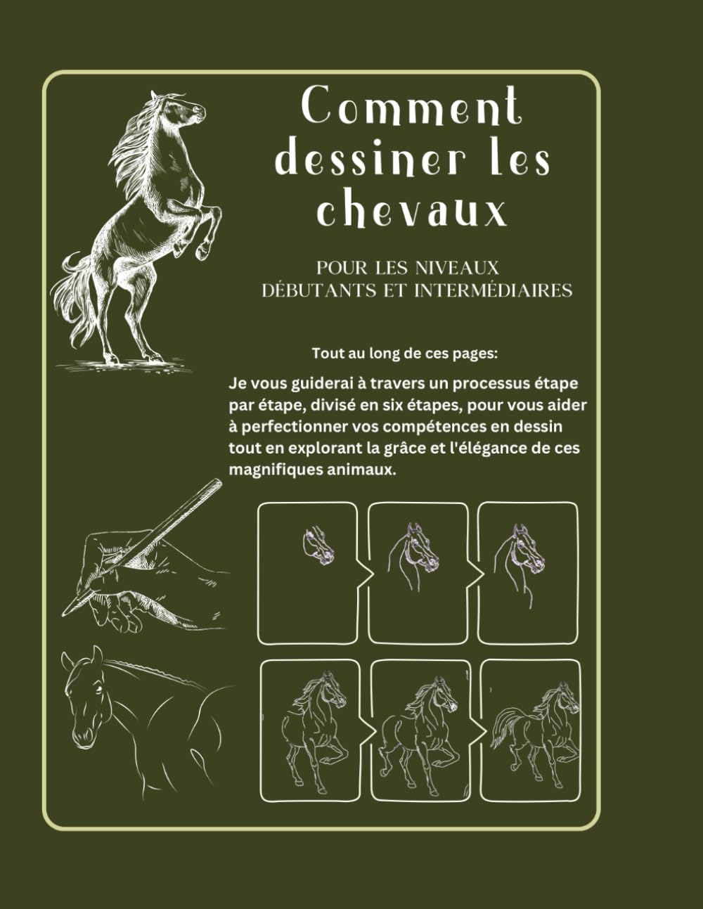 Comment dessiner les chevaux pour les niveaux débutants et intermédiaires: Apprenez à dessiner en six étapes la beauté du cheval. Maîtriser et améliorez votre technique en 84 pages d'exercices Arts & Music Books