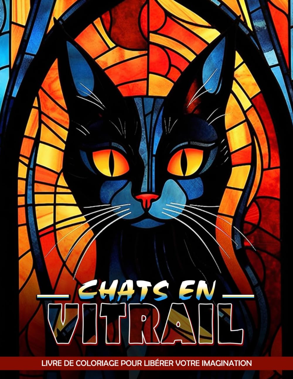 Chats en Vitrail Livre de Coloriage: Page De Coloriage De Chats En Vitrail, Élégance Féline Sereine book