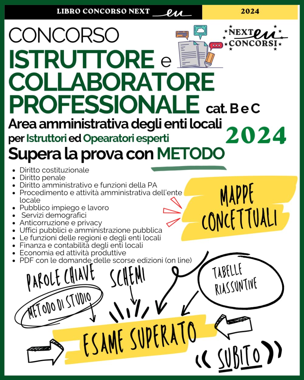 Istruttore e Collaboratore professionale area amministrativa: Strategie, Mappe concettuali e Schemi degli argomenti principali necessari a superare la prova con Metodo. Con espansione On-line. Professional & Reference Books