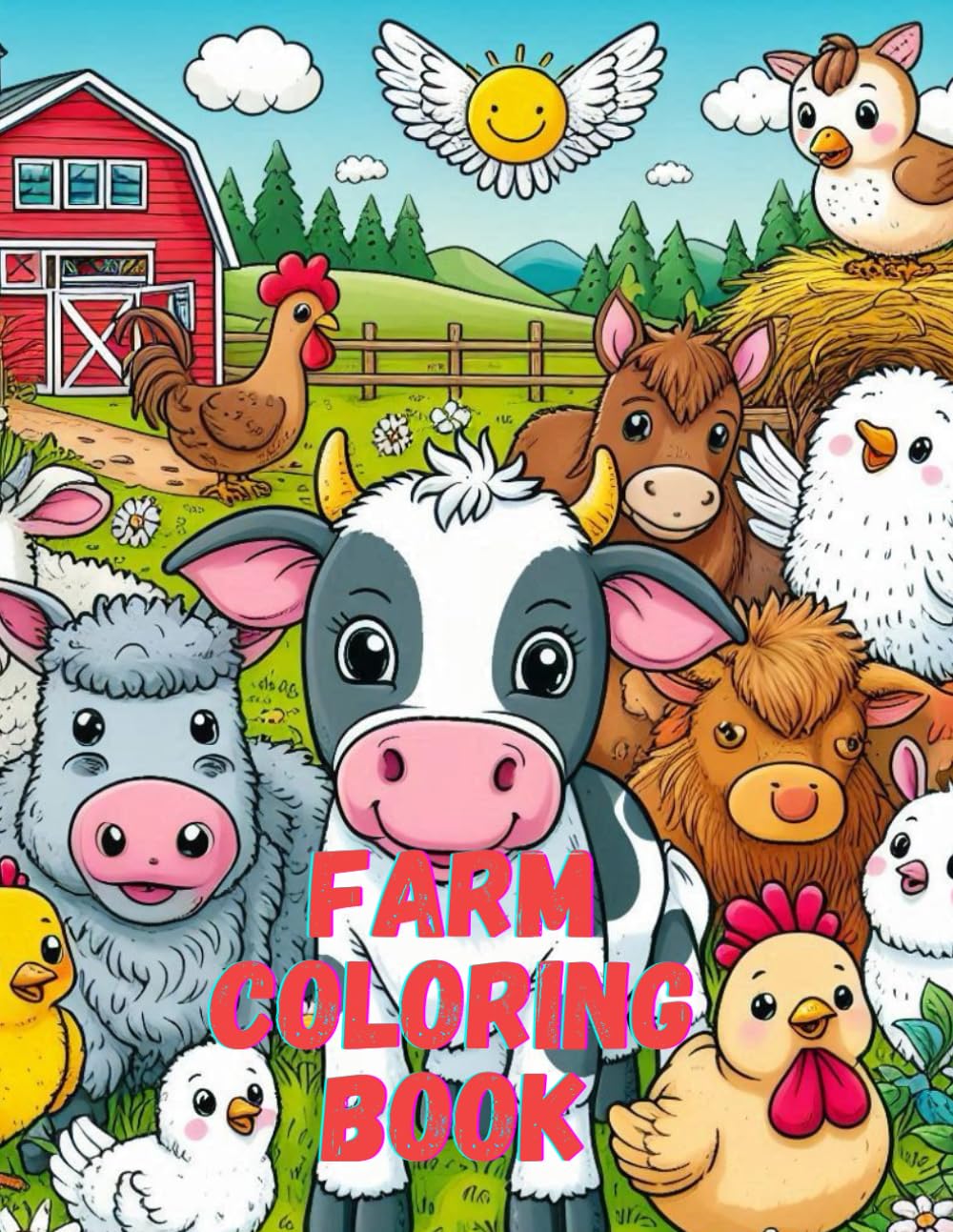 Coloring Book-getting to know animals - farm animals - Book for toddlers: Farm animals book