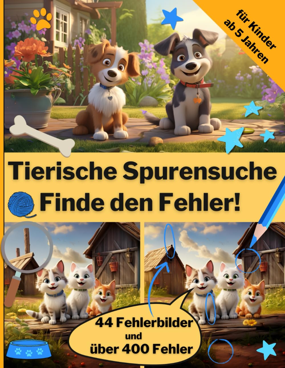 Tierische Spurensuche: Finde den Fehler! - Hunde und Katze in 44 bunten Suchbildern: Ein interaktives Buch für neugierige Tierliebhaber ab 5 Jahren Tiptoi & Games