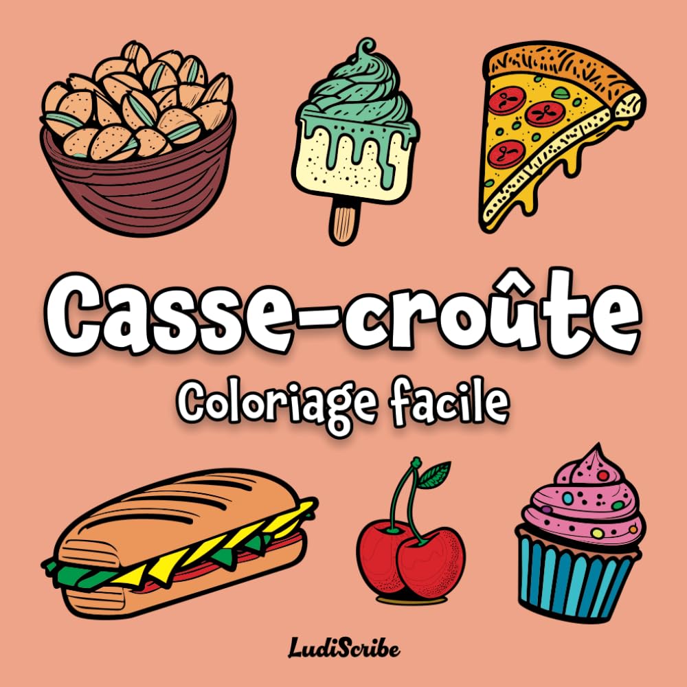 Casse-croûte – coloriage facile: 50 coloriages faciles pour adultes et enfants book