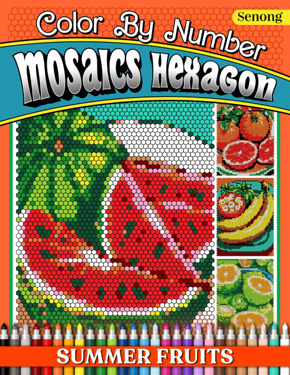 Summer Fruits Mosaics Hexagon Coloring Books: Color by Number with 50 Fruits Hexagon Art for Stress Relief and Relaxation Film, Art & Culture