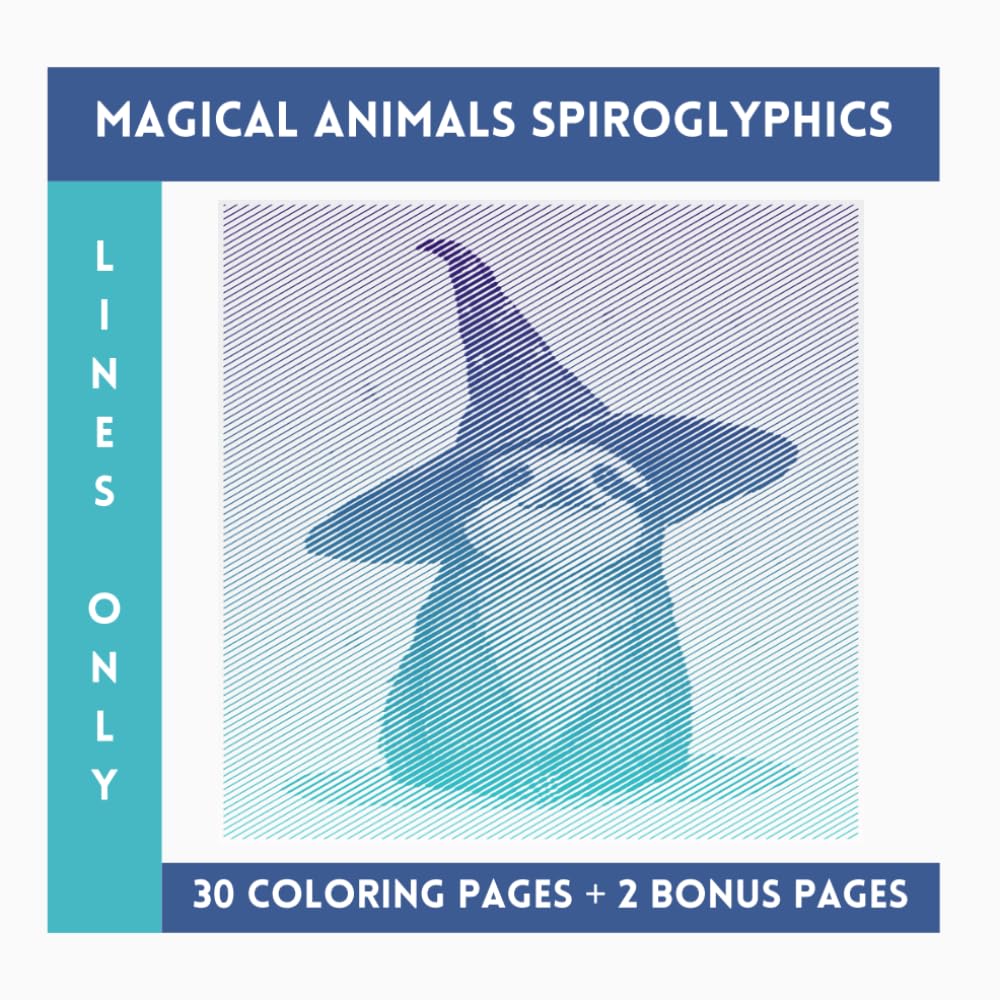 Magical Animals Spiroglyphics Lines Only: One Color Coloring Book With Unique Ilustraions To Discover Hobbies & Crafts