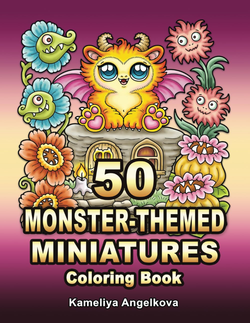 50 Monster-Themed Miniatures Coloring Book Hobbies & Crafts