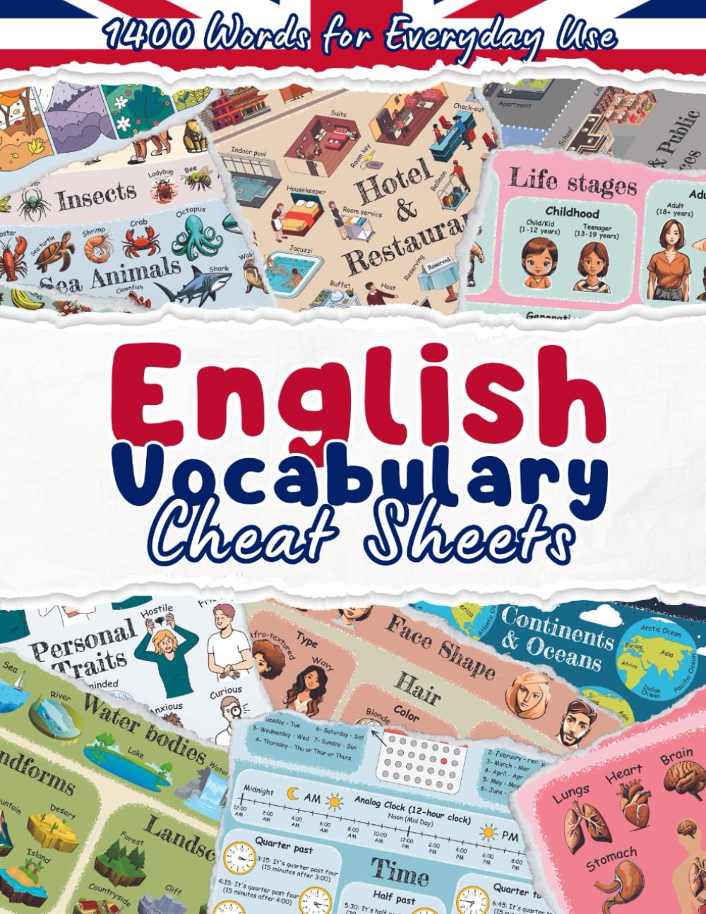 English Vocabulary Cheat Sheets: Your First 1400 English Words for Everyday Use book