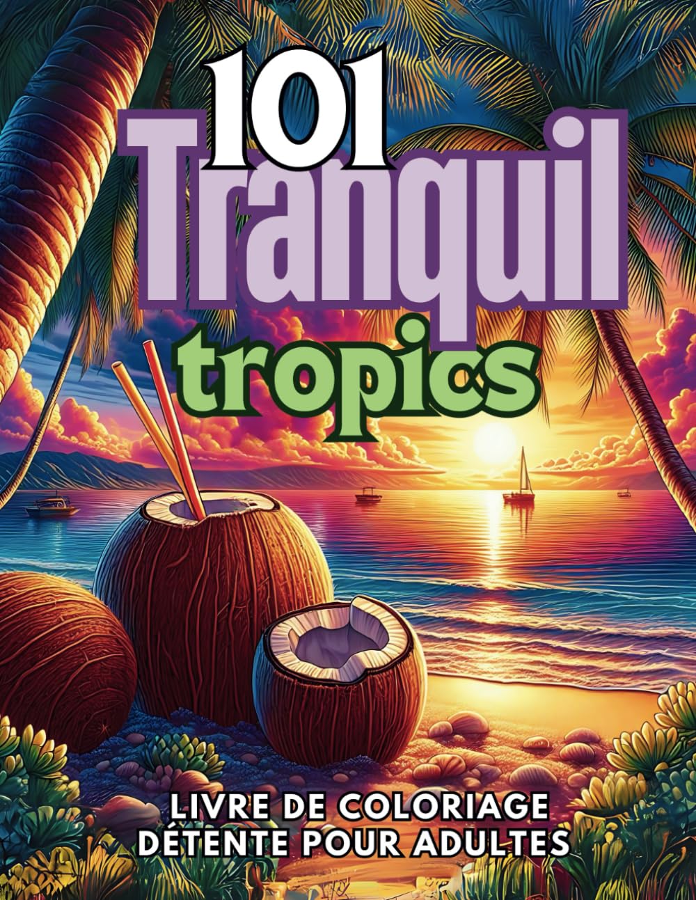 101 Tranquil Tropics: Livre de Coloriage Détente pour Adultes-Plus de 100 Illustrations Anti-Stress pour Promouvoir la Relaxation book