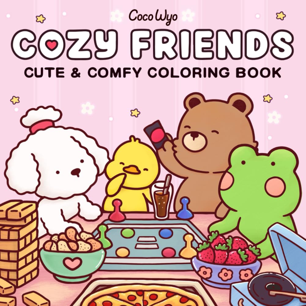 Cozy Friends: Coloring Book for Adults and Teens Featuring Super Cute Animal Characters with Easy and Simple Designs for Relaxation Hobbies & Crafts