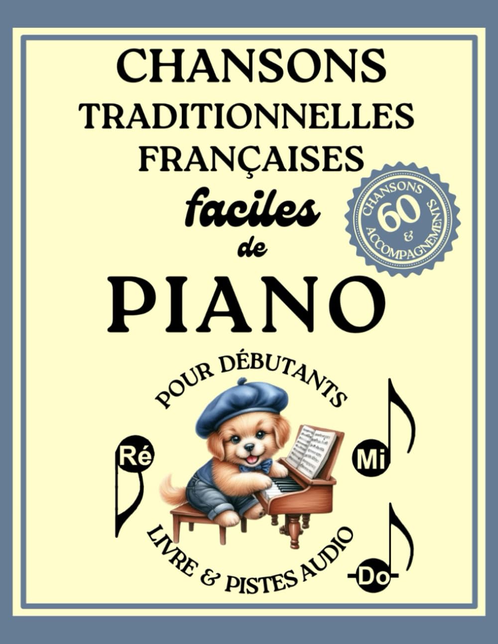Chansons Traditionnelles Françaises Faciles de Piano pour Débutants (Livre & Pistes Audio): 30 Chansons de Piano & 30 Accompagnements en format à grandes notes avec les noms en lettres book
