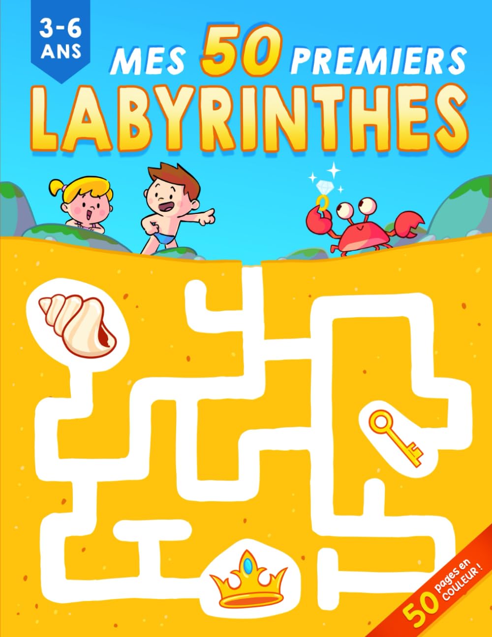 50 pages de labyrinthes tout en couleur pour enfants 3-6 ans book