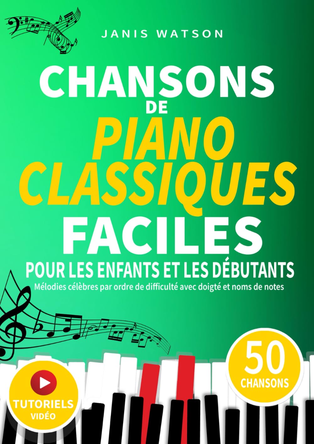 CHANSONS DE PIANO CLASSIQUES FACILES POUR LES ENFANTS ET LES DÉBUTANTS: Mélodies célèbres par ordre de difficulté avec doigté et noms de notes (Partitions de Piano Faciles pour Enfants et Débutants) Sheet Music