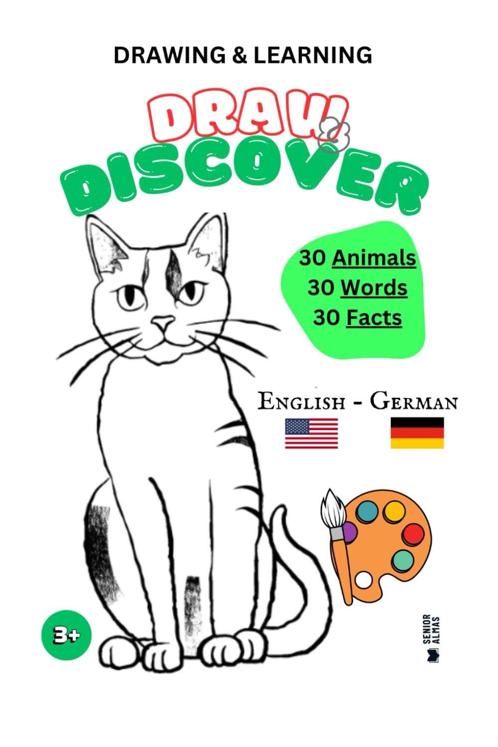 Draw & Discover: Learn German and English through painting 30 Animals + 30 facts: Ideal for children - painting and multilingual learning Manga