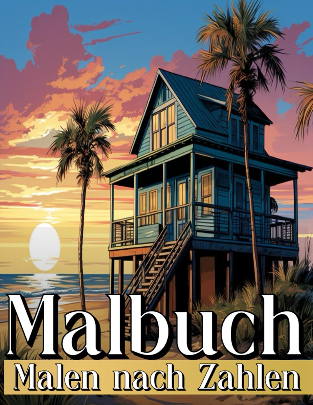 Malen nach Zahlen Malbuch für Erwachsene: Entspannendes Ausmalbuch mit Villen, Strandhäusern, Landschaften, Frauen in Blumen mit detaillierter Farbpalette Architecture