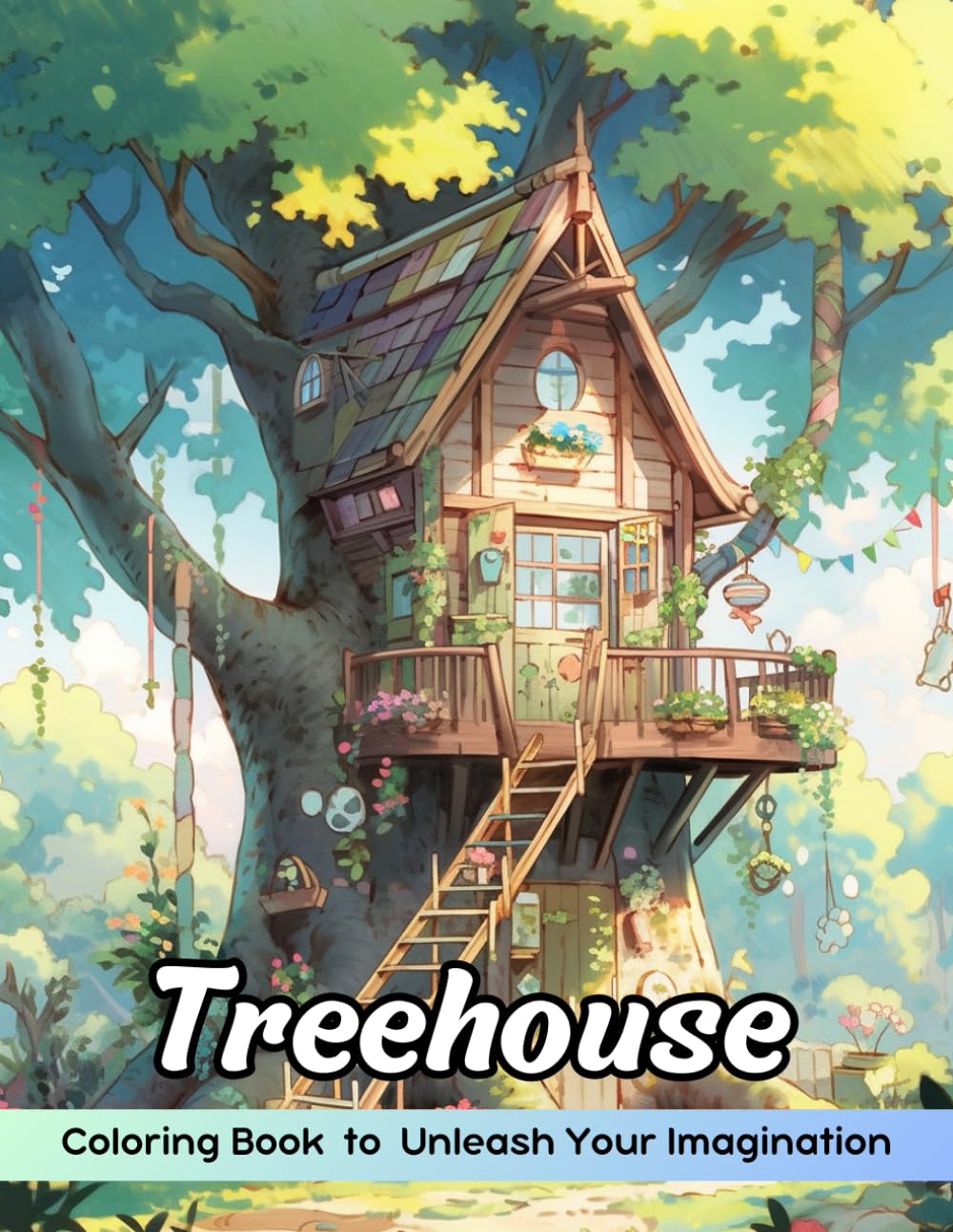 Treehouse Coloring Book: Treehouse Coloring Page, A Whimsical Journey Through Enchanting Aerial Dwellings Architecture