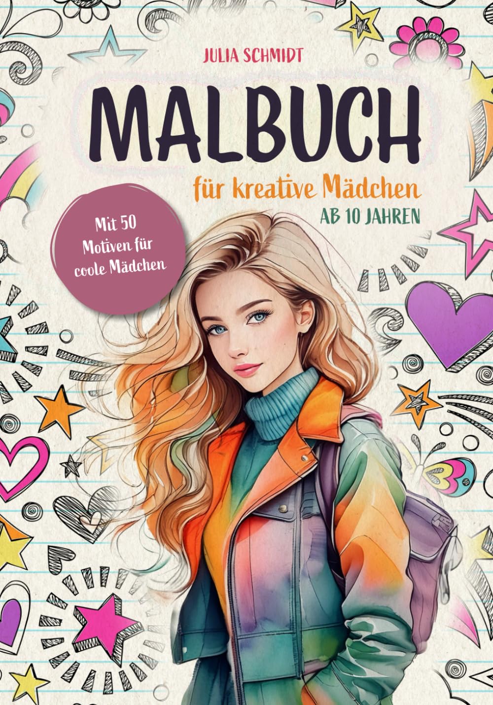 Malbuch für kreative Mädchen ab 10 Jahren: Das Beschäftigungsbuch mit 50 Motiven für coole Mädchen (Blumen, Pferde und weitere Tiere) Film, Art & Culture