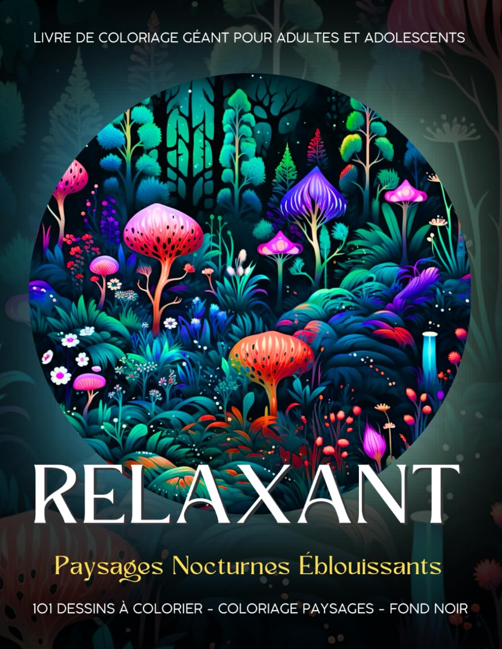 Relaxant - Coloriage Paysages: 101 Paysages Nocturnes Éblouissants avec Fond Noir à Colorier. Livre de Coloriage Géant pour Adultes et Adolescents book