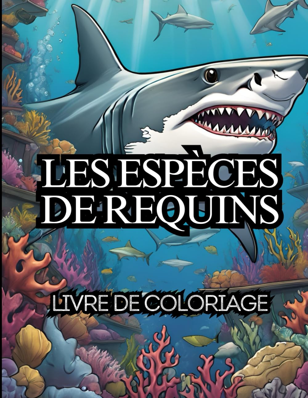 Les espèces de requins: Livre de coloriage, Dessins à colorier, pour tous les âges, Requin blanc, Requin gris, Requin bouledogue et bien d'autres book
