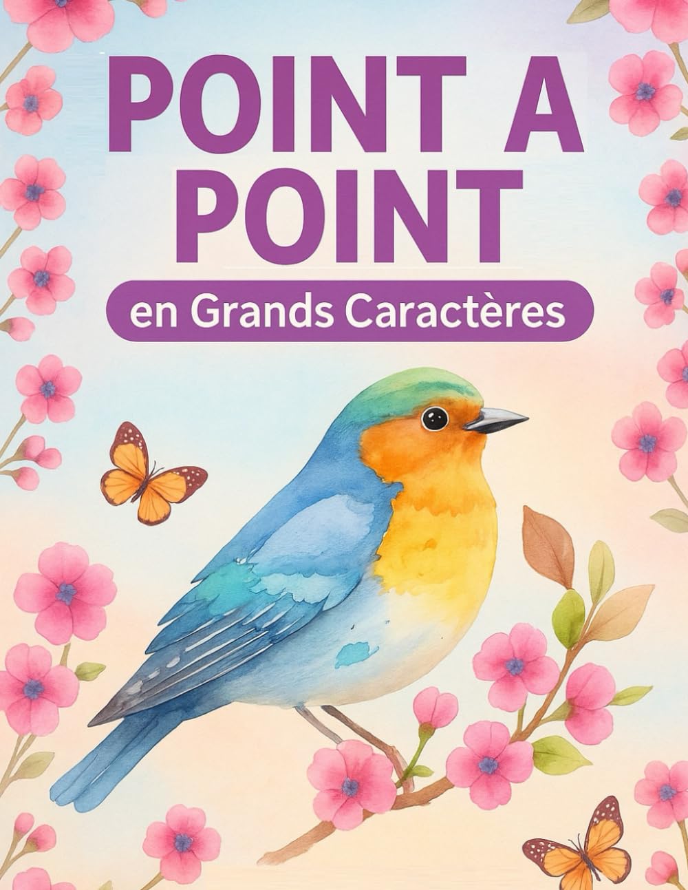 Grands Caractères Point à Point: Point à Point pour Adultes Fleurs, Animaux, Oiseaux, Paysages et Plus book