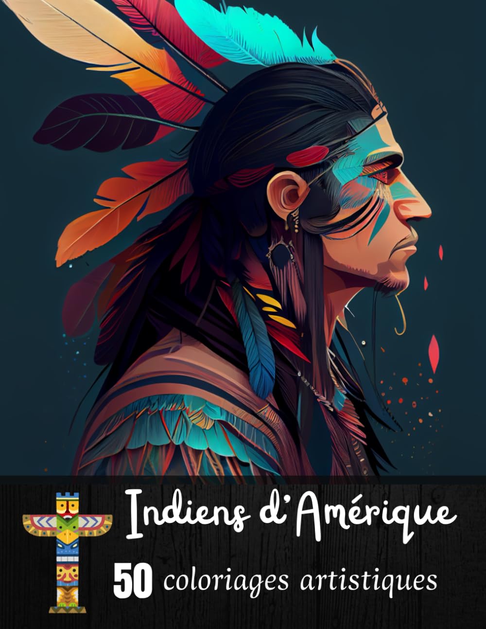 Indiens d'Amérique: Amérindiens. Format A4, Livre de coloriages pour tous, Dessins doublés page foncée. book