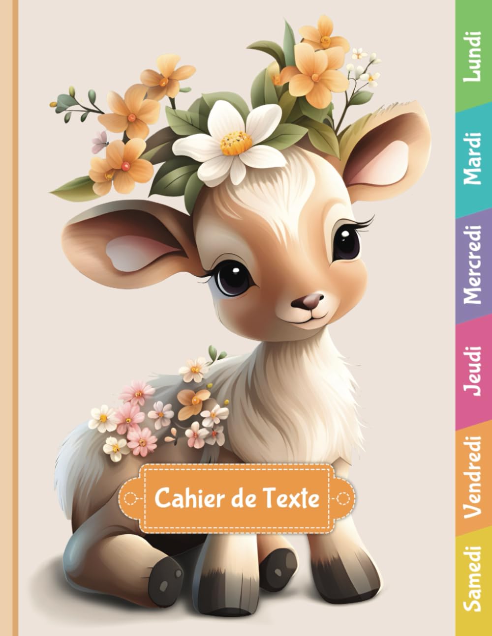 Cahier de texte: Jeux éducatifs | Intérieur couleur | CP, CE1, CE2, CM1, CM2 | Pour fille et garçon | Lignage Seyès | Format cahier 17x22 cm | Thème Animaux Kawaii - Faon book