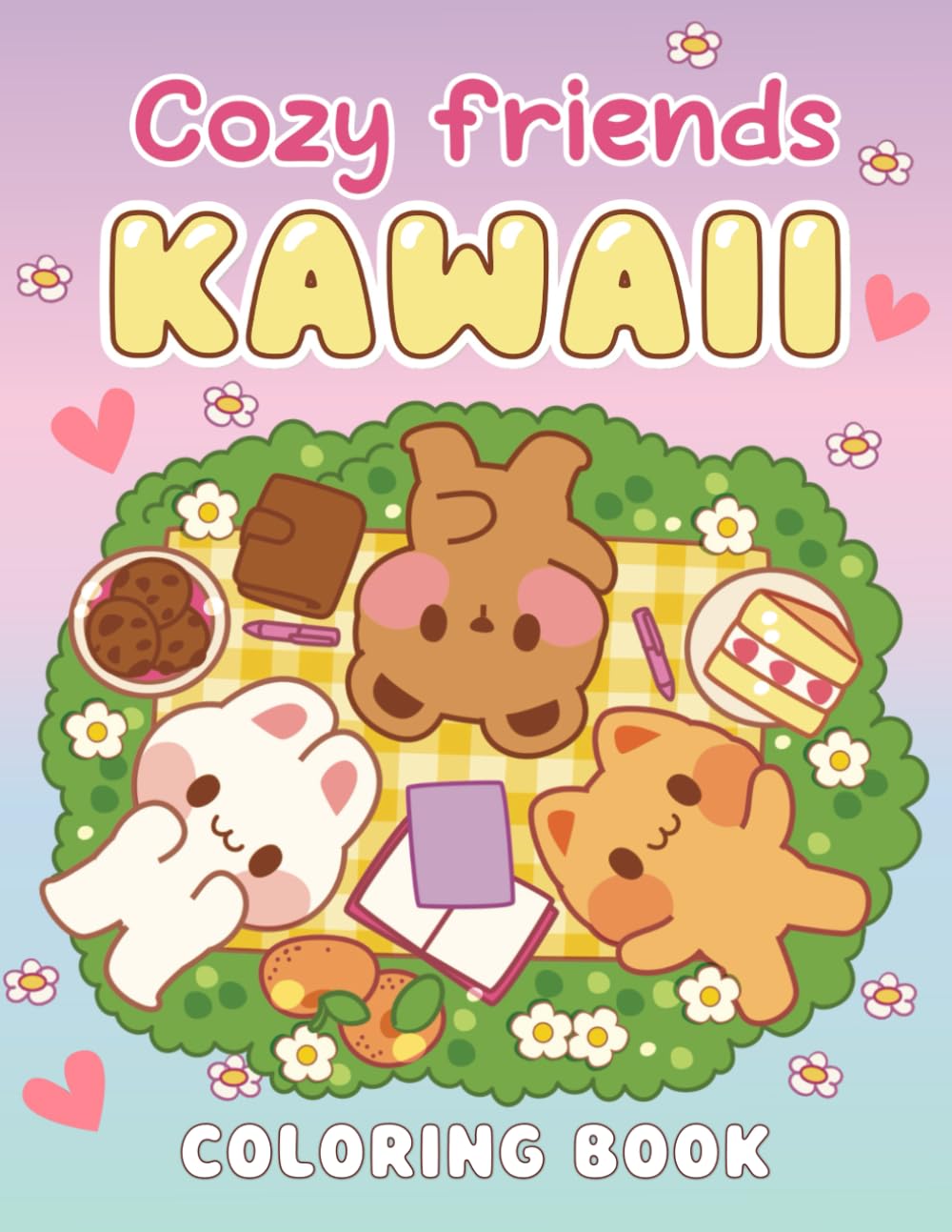 Cozy Friends Coloring Book: Fun and Easy Kawaii Pages to Color with Cute Animals, Tiny Buildings and Sweet Treats, Relaxation for Kids and Busy Adults (Kawaii Coloring Books, Band 4) Manga