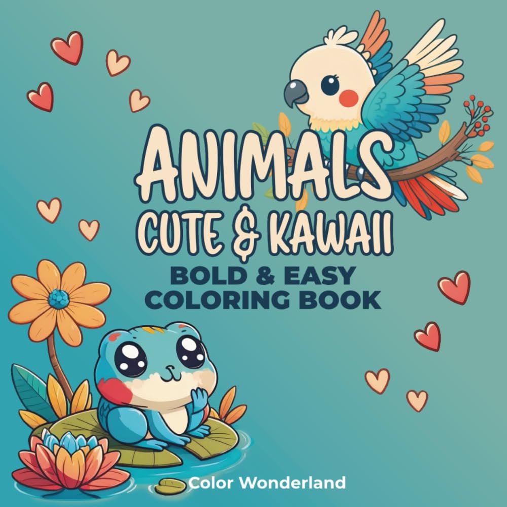 Animals, Cute and Kawaii: Bold and Easy Coloring Book book