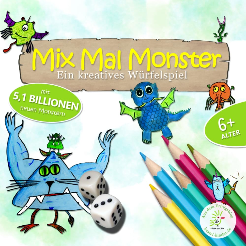Mix Mal Monster: Ein kreatives Würfelspiel - Würfelspaß und Kreativität, ein lustiges Spiel für Jungen und Mädchen!: Enthält 5,1 Billionen verschiedene Monster – immer wieder neu! Manga