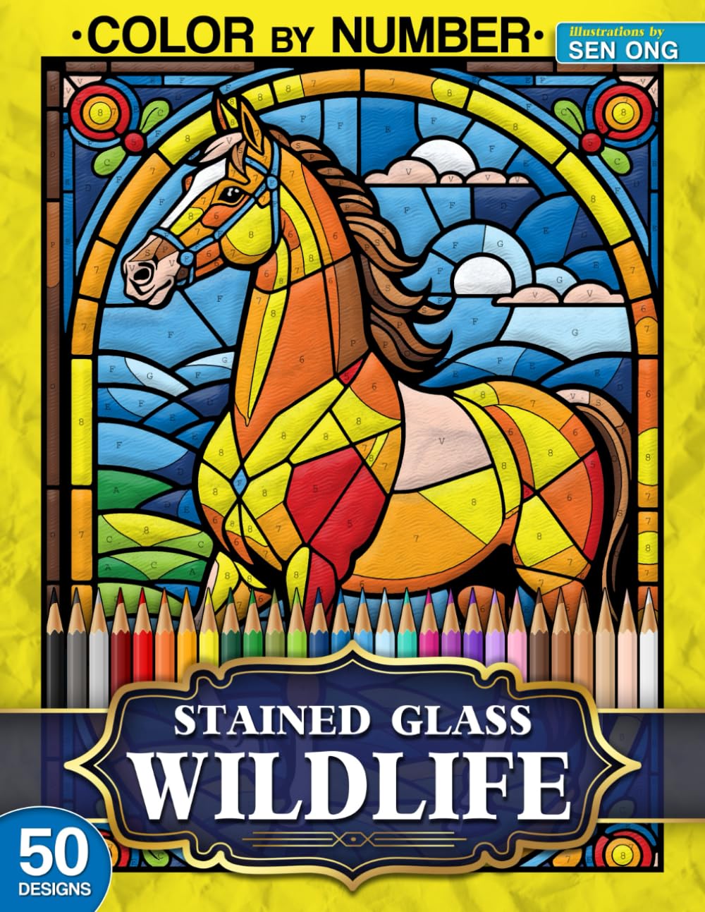 Wildlife Stained Glass Color by Number: 50 Stunning Designs of Majestic Creatures from Around the World (Stained Glass Color By Number Collection) Hobbies & Crafts