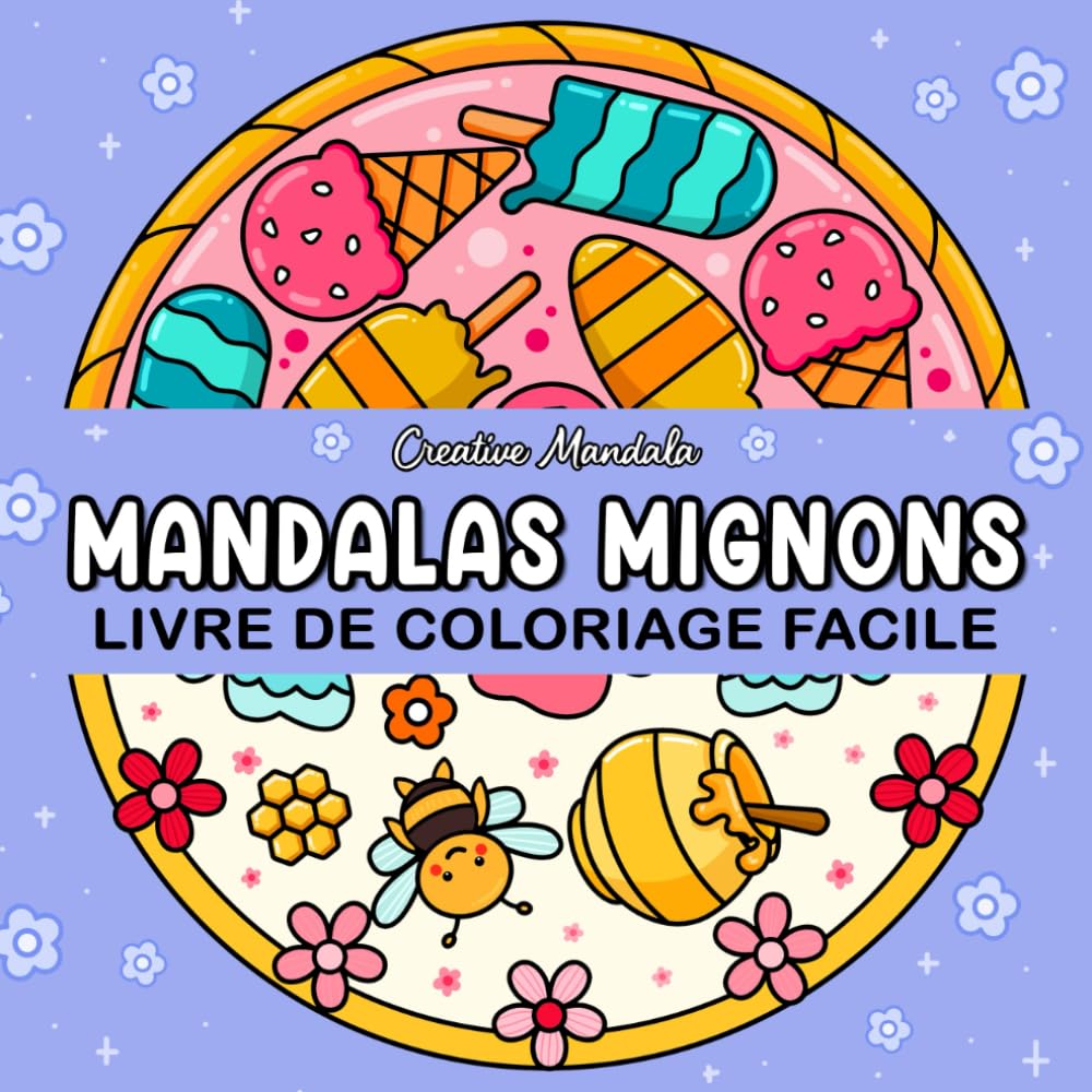 Mandalas mignons: Livre de coloriage pour adultes et enfants avec des mandalas faciles et créatifs. Designs anti-stress simples et grands book