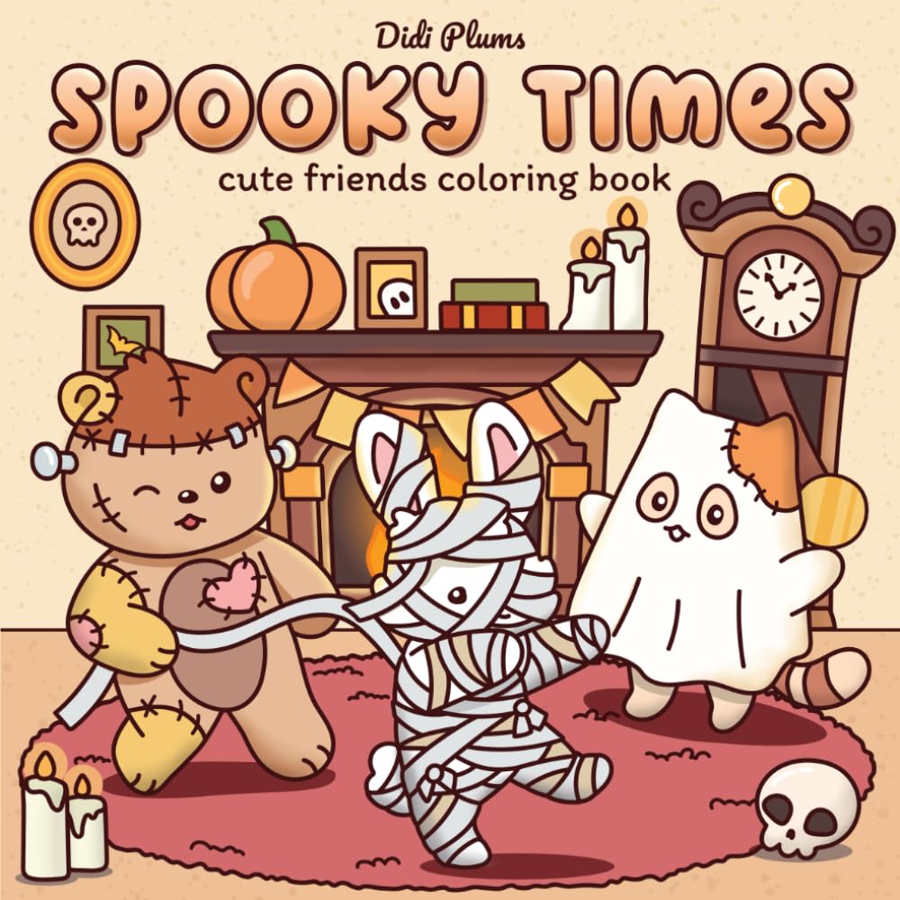 Spooky Times: Fall Coloring Book for Adults & Teens Featuring Cute Creepy Animal Characters in Cozy Hygge Halloween Scenes for Relaxation (Fluffy Times Coloring) Hobbies & Crafts