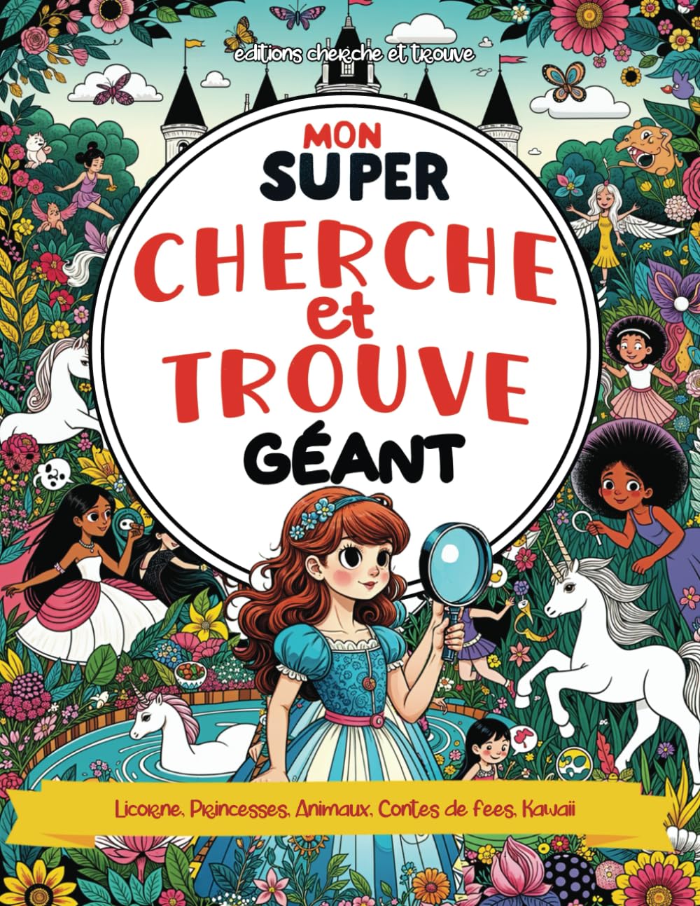 Mon super Cherche et Trouve Géant - Licorne, Princesses, Animaux, Contes de fées, Kawaii: Grand livre de jeux et d'activités ludiques spécial Fille - Livre enfant 4-8 ans book