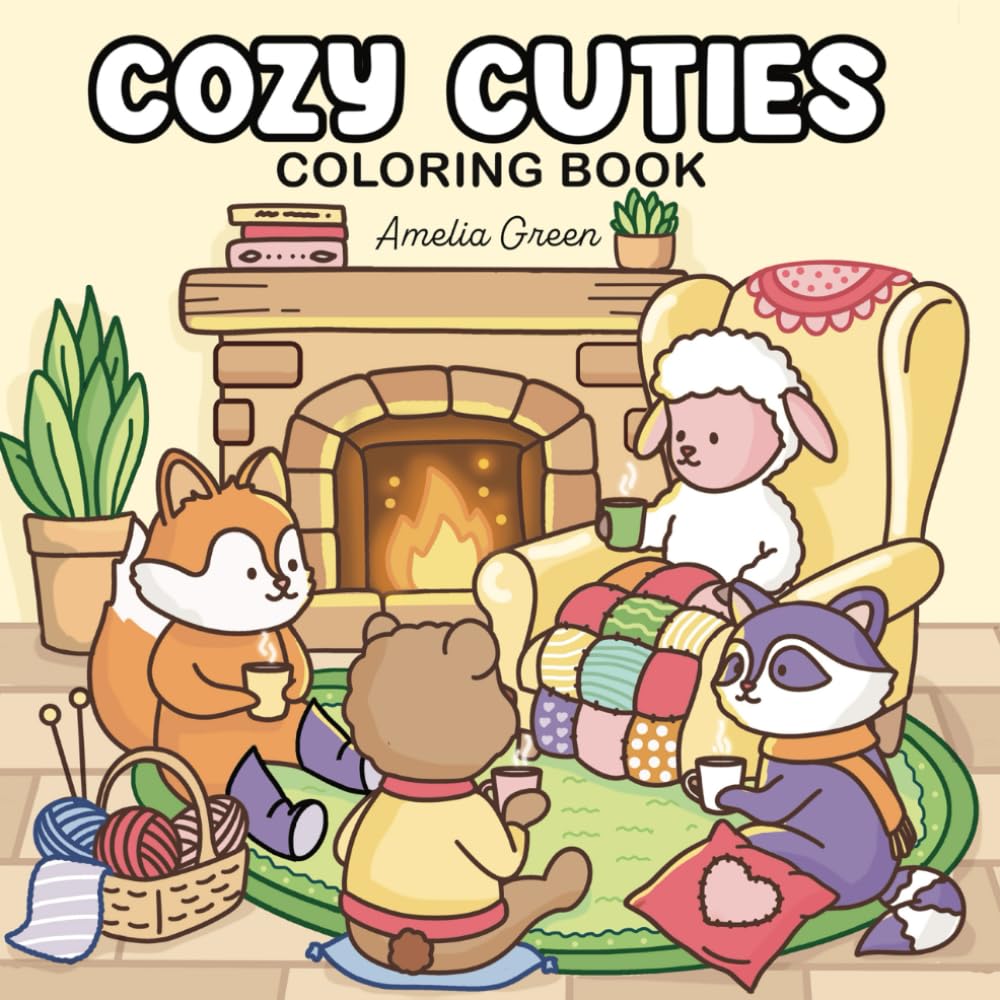 Cozy Cuties: Coloring Book for Adults and Teens Featuring Adorable Animal Characters, Relaxing Hygge Moments and Comfy Scenes Hobbies & Crafts