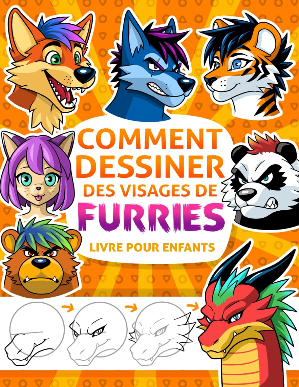 Comment dessiner des visages de Furries: Un livre pour enfants pour apprendre étape par étape, 50 visages de furries au style manga et anime pour débutants book